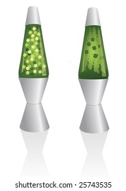 Two St. Patrick's Day lava lamps with clovers inside.