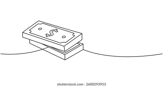 Two stack of dollar bills one line continuous drawing. Money investment and online payment service. Vector illustration.