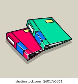 Two stacked file binders documents