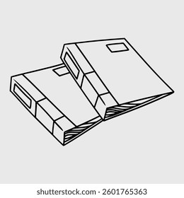 Two stacked file binders documents. Thin line illustration.
