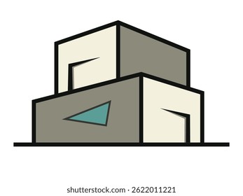 Two stacked geometric building shapes