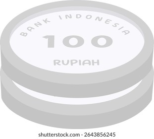 Two stacked Indonesian 100 Rupiah coins in flat vector style. Perfect for financial, economic, savings, or currency-related digital content and design.