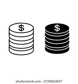 Dos Pilas de Monedas con Iniciar sesión de Dólar Dinero Blanco y Negro