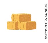 Two stacks of hay bales, yellow and brown, on a white background.