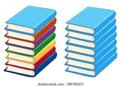 Dos pilas de ilustraciones de libros gruesos