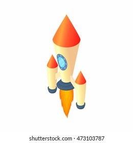 Two stage rocket icon in cartoon style isolated on white background. Aircraft symbol