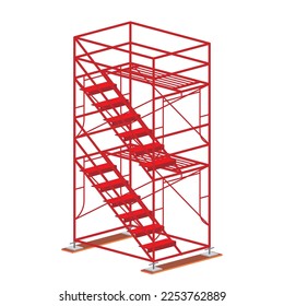 Two stage of scaffolding. Isometric vector illustration.