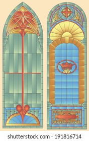 Two stained leaded glass windows