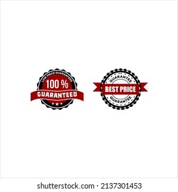 Two stamp vector retro badge ribbon with best price text
