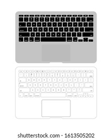Two standart laptop keyboards isolated on white. Vector illustration. Two standart laptop keyboards