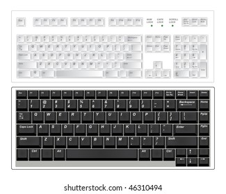 Two standart pc keyboards isolated on white. Vector illustration.