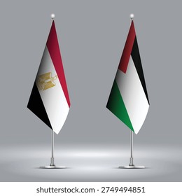 Two Standing Flags Representing Egypt vs Palestine with Flags on Bodies