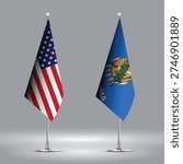 Two Standing Flags Representing USA and Oklahoma State with Flags on Bodies