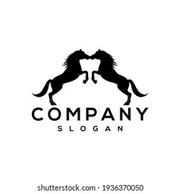 Two Standing horse logo designs, good for mascot, delivery, or logistics, logo industry, flat color style with black.