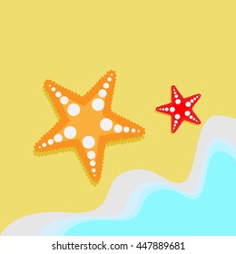 Two Star Fish on The Beach Vector design.