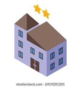 Icono de dos estrellas del libro de la casa vector isométrico. Móvil portátil. Cámara de red