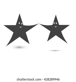 Two Star icons with smiles in black. Vector illustration EPS 10