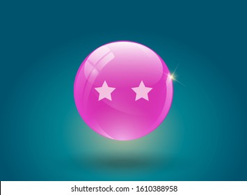 Two star of Light purple crystal ball on light background. Ball star. Crystal ball special effects.