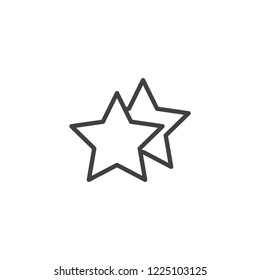 Two star outline icon. linear style sign for mobile concept and web design. Bookmark stars simple line vector icon. Rating symbol, logo illustration. Pixel perfect vector graphics
