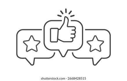 Zwei Sterne Bewertung mit Daumen nach oben Symbol. Bewertung Sterne Badges Kunden positives Feedback für Qualität Service. 