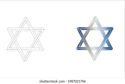 Two stars of David. Jewish blue star on a white background.