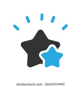 Two stars icon with shine effect symbolizing rating and excellence
