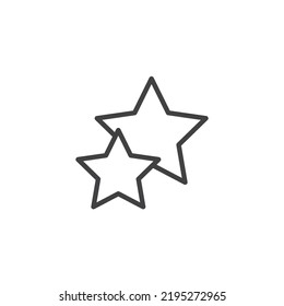 Two stars line icon. linear style sign for mobile concept and web design. Small and large star outline vector icon. Symbol, logo illustration. Vector graphics
