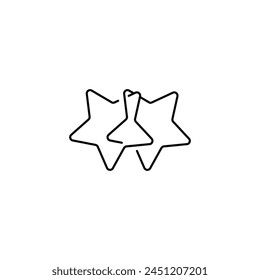 Two Stars outline vector icon isolated on white background. Two Stars line icon for web, mobile and ui designe
