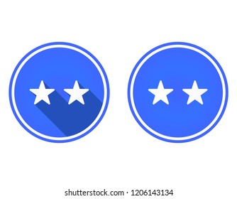 Two stars round flat icon, rating icon isolated on white background