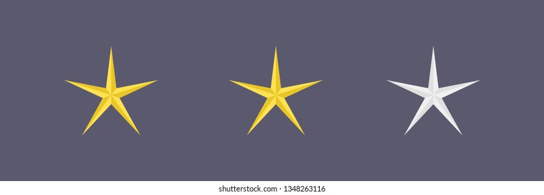 Two stars vector icon. Star rating, customer product review.