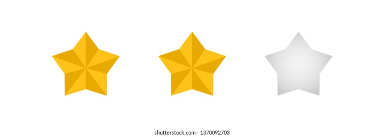 Two stars vector icon. Star rating, customer product review.