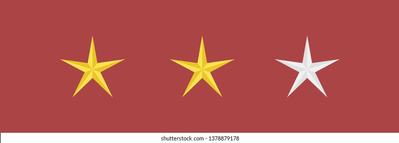 Two stars vector icon. Star rating, customer product review.