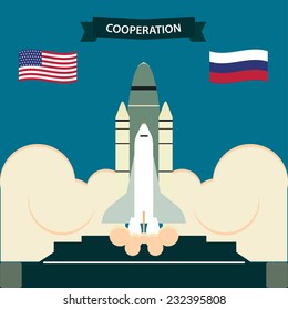 Two States, in collaboration launch the space shuttle into space