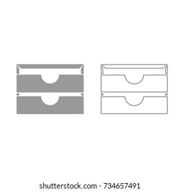 Two stationary paper tray grey set icon .