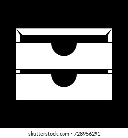 Two stationary paper tray white icon .