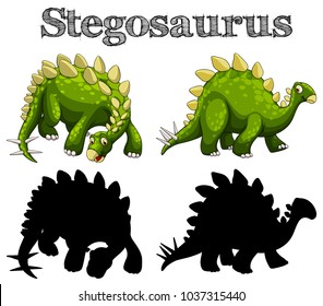 Two stegosaurus on white background illustration