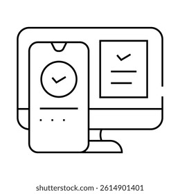 two step authentication line icon vector. two step authentication sign. isolated contour symbol black illustration