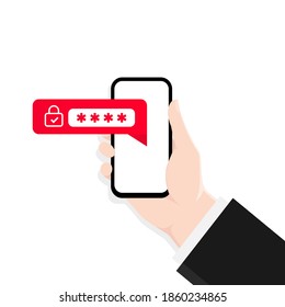 Two step authentication. Multi-factor authentication design. Smartphone safety login or signin. Two steps authorization concept. Verification by smartphone. Vector illustration.