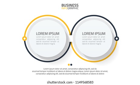 Two step circles infographic design vector with thin lines, circles. Creative template for presentation. Vector eps10 illustration.