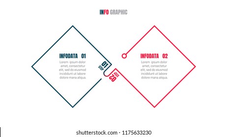 Two step infographic design vector with linear line connection. can be used for report, plan, presentation or web design.