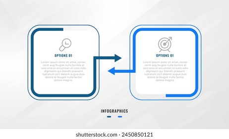 Two Step Infographic label design Vector template with line icons. process steps diagram, presentations, workflow layout, banner, flow chart, info graph vector illustration.