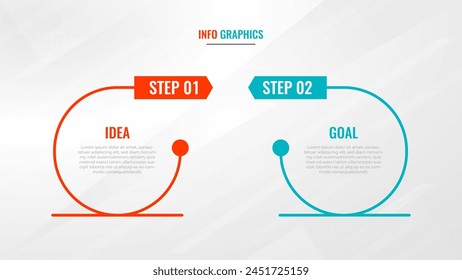 Two Step Infographic label design Vector template with line icons. process steps diagram, presentations, workflow layout, banner, flow chart, info graph vector illustration.