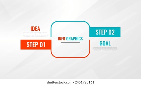 Zwei-Stufen-Infografik-Label-Design-Vektorgrafik-Vorlage mit Liniensymbolen. Prozessschrittdiagramm, Präsentationen, Workflow-Layout, Banner, Flussdiagramm, Info-Graph-Vektorillustration.