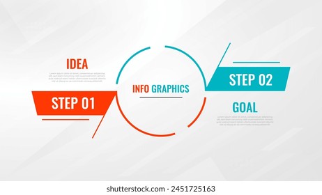 Plantilla de Vector de diseño de etiquetas de Infografía de Dos Pasos con íconos de línea. diagrama de pasos de proceso, presentaciones, diseño de flujo de trabajo, Anuncio, diagrama de flujo, Ilustración vectorial de infografía.