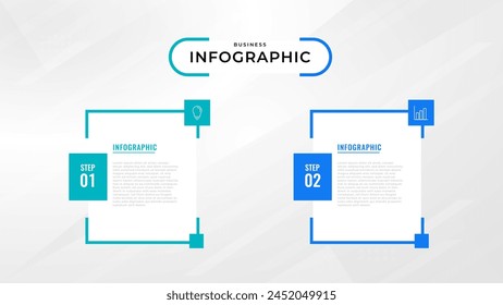 Two Step Infographic label design Vector template with line icons. process steps diagram, presentations, workflow layout, banner, flow chart, info graph vector illustration.