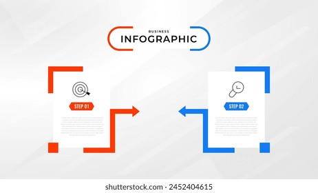 Two Step Infographic label design Vector template with line icons. process steps diagram, presentations, workflow layout, banner, flow chart, info graph vector illustration.