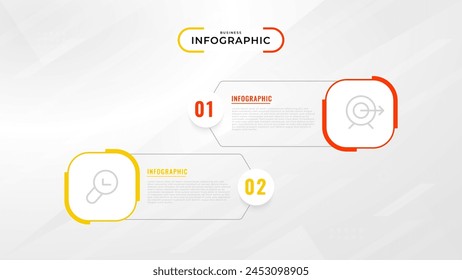 Two Step Infographic label design Vector template with line icons. process steps diagram, presentations, workflow layout, banner, flow chart, info graph vector illustration.