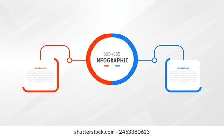 Plantilla de Vector de diseño de etiquetas de Infografía de Dos Pasos con íconos de línea. diagrama de pasos de proceso, presentaciones, diseño de flujo de trabajo, Anuncio, diagrama de flujo, Ilustración vectorial de infografía.