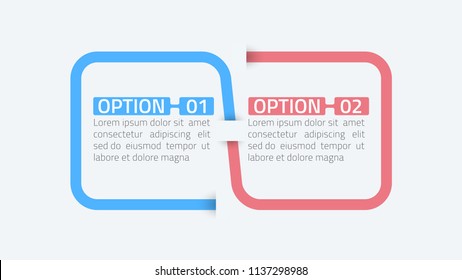 Two step infographic and number options, process line. Vector illustration. Can be used for presentations, banner, web design.