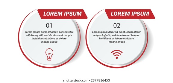 Two step infographic, simple design, lines, colors, icons, 2 parts, suitable for your business presentation